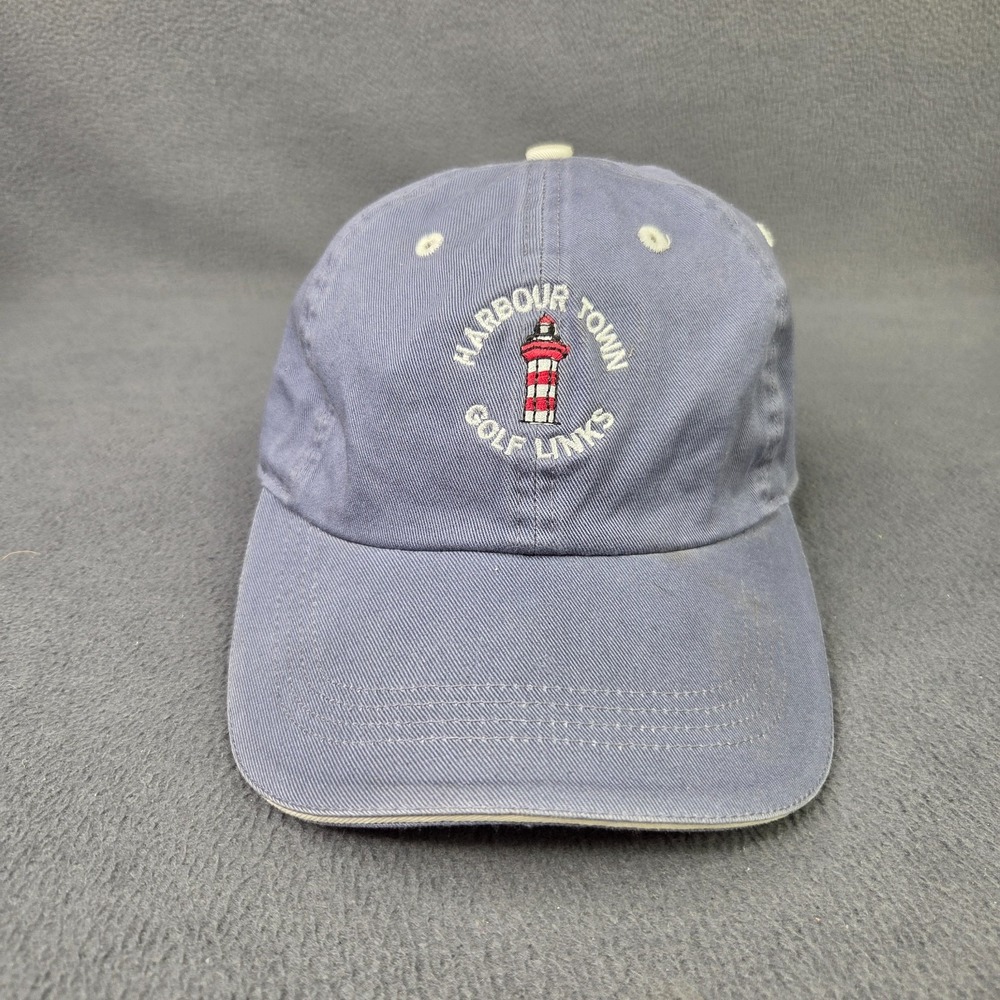 90s Harbor Town Golf Links Hat Blue AHEAD Strapback Dad Cap Classic Cut OSFA